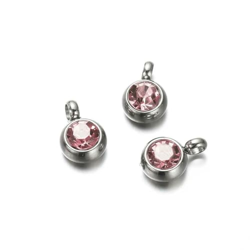 10 Stück 6 mm Edelstahl-Anhänger mit Geburtssteinen, Strass-Kristallperlen, Anhänger für Halsketten, Armbänder, Schmuckherstellung, Stahlrosa, 10 Stück 10 Stück 6 mm Edelstahl-Anhänger mit Geburtssteinen, Strass-Kristallperlen, Anhänger für Halsketten, Armbänder, Schmuckherstellung, Stahlrosa, 10 Stück von SEDRGH