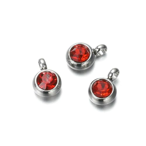 10 Stück 6 mm Edelstahl-Anhänger mit Geburtssteinen, Strass-Kristallperlen, Anhänger für Halsketten, Armbänder, Schmuckherstellung, Stahlrot, 10 Stück 10 Stück 6 mm Edelstahl-Anhänger mit Geburtssteinen, Strass-Kristallperlen, Anhänger für Halsketten, Armbänder, Schmuckherstellung, Stahlrot, 10 Stück von SEDRGH