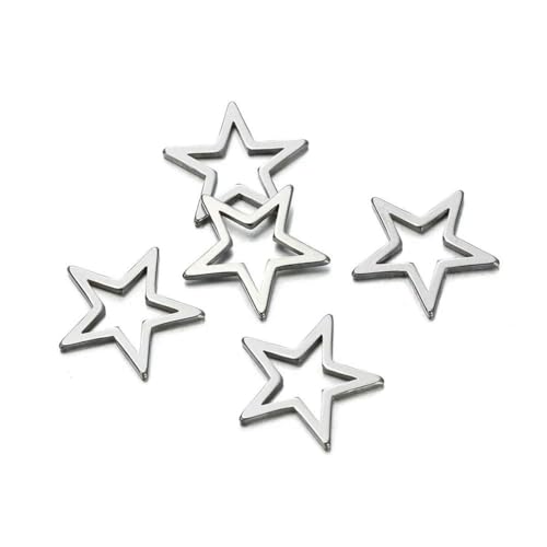 10 Stück Edelstahl Geometrischer Stern Rundrahmen Ohrringe Charms Verbinder für Halsketten Ohrringe Schmuckherstellung Zubehör-Stahlstern-M von SEDRGH