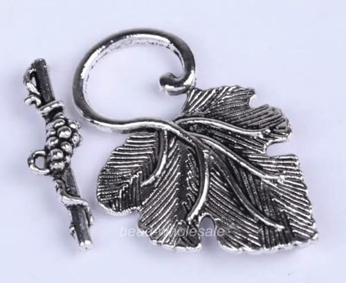 10 Stück Weinblatt-Knebelverschlüsse, Verbinder, Silber/Gold/Messing, zum Finden von Schmuck, Herstellung von DIY-Armbändern und Halsketten, Großhandelsversorgung, Silber von SEDRGH