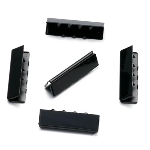 10 Stück bunte Quetschperlen, Hohlverschlüsse, Kordel-Endkappen, Schnurband, Lederclip, Faltverbinder für DIY-Schmuckzubehör, Schwarz, 8,5 x 25 mm von SEDRGH