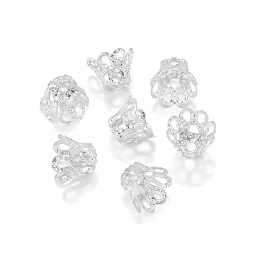 100 Stück/Los Gold Silber Vintage Blumen Filigrane Perlenkappen Charms für Anhänger DIY Schmuckherstellung Zubehör Zubehör-Silber-12 x 15 mm 100 Stück/Los Gold Silber Vintage Blumen Filigrane Perlenkappen Charms für Anhänger DIY Schmuckherstellung Zubehör Zubehör-Silber-12 x 15 mm von SEDRGH