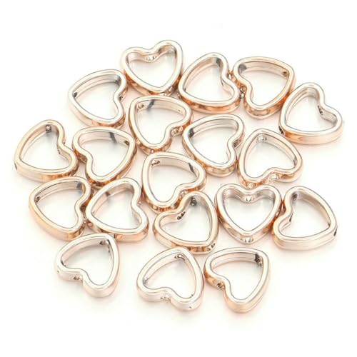 100 Stück 5 Stil Hohlrahmen umwickelte Perlen CCB Mehrform-Perlen-Verbindungsringe für die Schmuckherstellung DIY-Armband-Halsketten-Befunde - Roségold - 12 mm (H) von SEDRGH