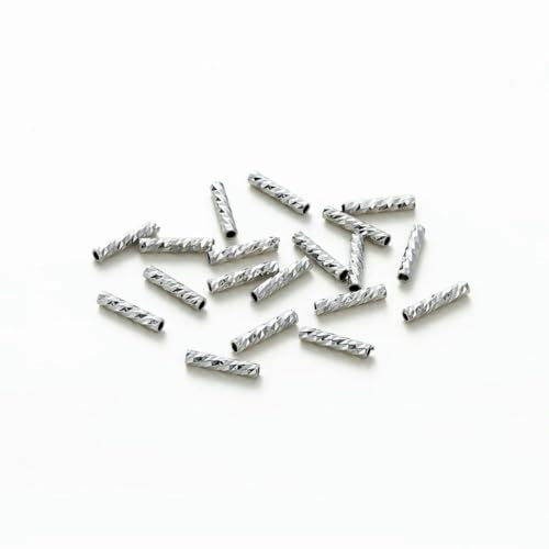 100 Stück 7 x 10 mm 18 Karat vergoldete Messingperlen mit Schnittmuster, gerade Röhre, lose Abstandsperlen für DIY-Schmuckherstellung, Zubehör, Platin, 2 x 10 mm von SEDRGH
