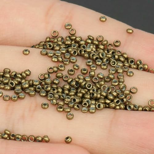 1000 Stück vergoldete Kupferperlen, Crimp-Endstopper, Abstandsperlen für Armbänder, Halsketten, Schmuckherstellung, DIY-Zubehör, Antikbronze, Durchmesser 2,5 mm, Loch 1,5 mm von SEDRGH
