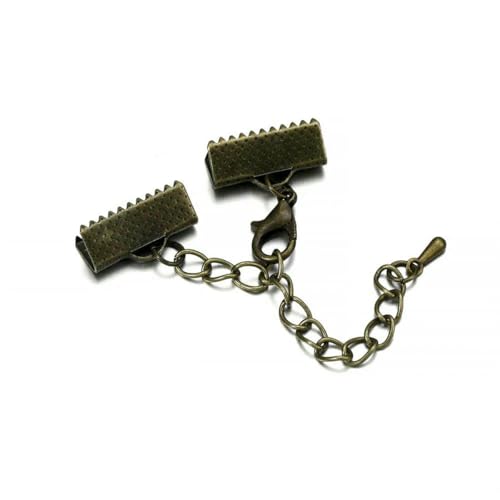 10er-Set/Los Crimp-Endperlen, Schiebeverschluss mit Kettenschnallen, Rohre, Schieber-Endkappen, Verbinder für DIY-Schmuckherstellung, Zubehör, Antik-Bronze, 10er-Set, von SEDRGH