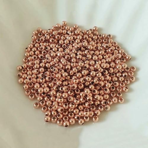 14k/18k Echt vergoldete 2-6mm runde Spacer Perlen zur Schmuckherstellung,Perlen für Armbänder,Trennperlen DIY Schmuckzubehör-rosévergoldet-3,0mm-100Stk von SEDRGH