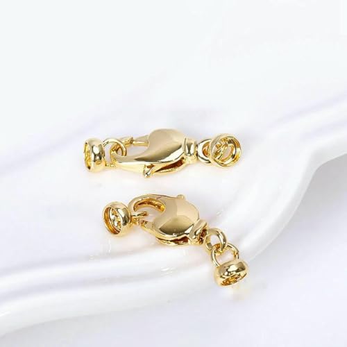 18 Karat vergoldete Messing-Hummerverschlüsse zur Schmuckherstellung, Endperlen-Verschlussverschlüsse für DIY-Halsketten-Armbandzubehör - 18 Karat echt vergoldet - 2 Stück von SEDRGH