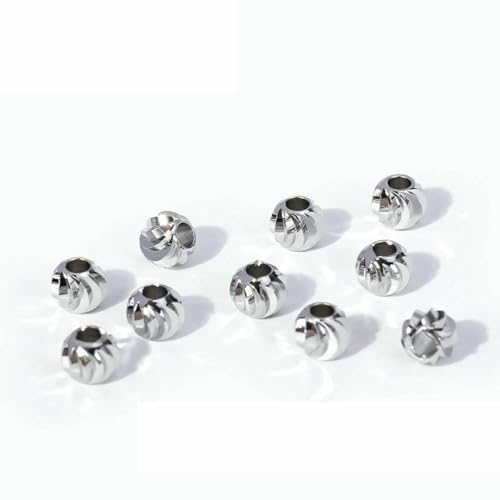 2,5–6 mm Trenner für Perlen, 18 Karat vergoldetes Abstandshalter-Zubehör für Armbänder, Perlen mit Schnittmuster, DIY-Halskettenzubehör – rhodiniert_a-6 MM – 30 Stück von SEDRGH