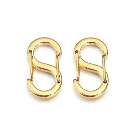 2–5 Stück Edelstahl-Schnalle mit Buchstabe S, vergoldet, Karabinerverschlüsse, Haken, Verbinder, Halskette für DIY-Schmuckherstellung, Zubehör – 2 Stück Gold – 19 x 10 mm von SEDRGH