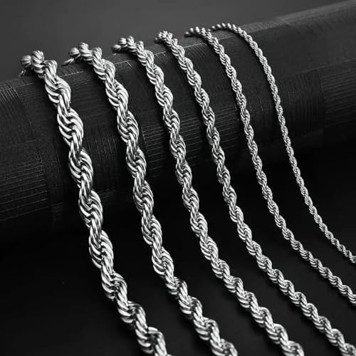 2–6 mm Edelstahl-Halskette für Damen und Herren, verblasst nicht, wasserdicht, gedrehte Seilkette, Modeschmuck, 40,6–76,2 cm, 5 mm, 40,6 cm 2–6 mm Edelstahl-Halskette für Damen und Herren, verblasst nicht, wasserdicht, gedrehte Seilkette, Modeschmuck, 40,6–76,2 cm, 5 mm, 40,6 cm von SEDRGH