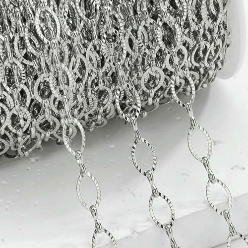 2 Meter/1 Meter 6,5 mm ovale Prägeketten aus Edelstahl für die Schmuckherstellung zum Selbermachen, Stahlfarbe, 1 Meter 2 Meter/1 Meter 6,5 mm ovale Prägeketten aus Edelstahl für die Schmuckherstellung zum Selbermachen, Stahlfarbe, 1 Meter von SEDRGH