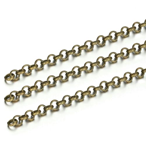 2 Meter O-förmige Halskettenketten, Kupferarmband, Kabelglieder, Massenketten, DIY, handgefertigte Schmuckherstellung, Großhandel, Antikbronze, 3,2 mm Breite von SEDRGH