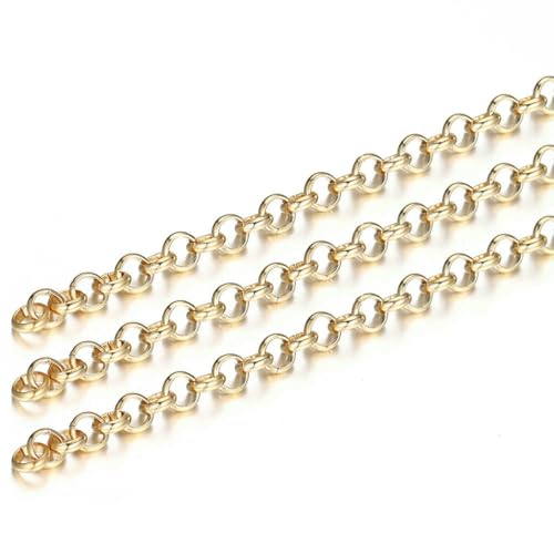 2 Meter O-förmige Halskettenketten, Kupferarmband, Kabelglieder, Massenketten, DIY, handgefertigte Schmuckherstellung, Großhandel, KC Goldfarbe, 3,2 mm Breite von SEDRGH