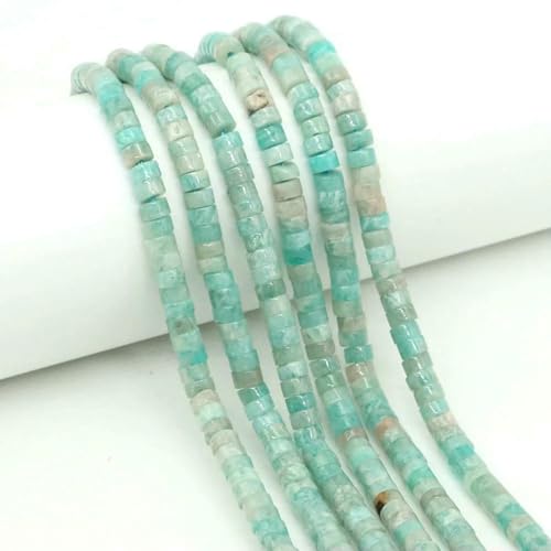 2 x 4,0 mm flache, runde Naturstein-Abstandsperlen, Amethyst, Lapislazuli, lose Edelstein-Rondelle-Perle für die Schmuckherstellung, DIY-Armband, Halskette, Amazonit, 1 Strang von SEDRGH