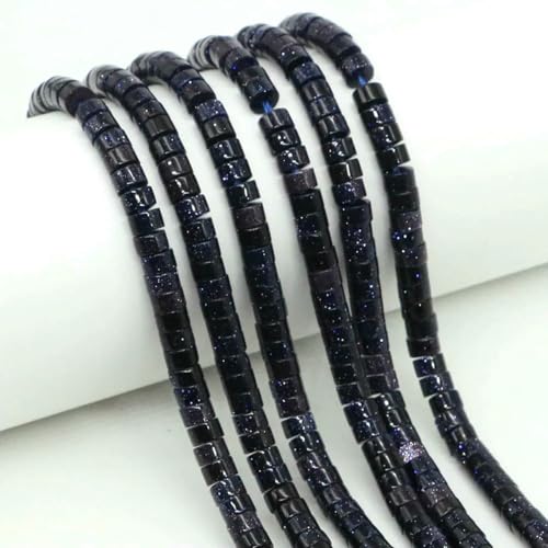 2 x 4,0 mm flache, runde Naturstein-Abstandsperlen, Amethyst, Lapislazuli, lose Edelstein-Rondelle-Perle für die Schmuckherstellung, DIY-Armband, Halskette, Blauer Sand, 10 Stränge von SEDRGH