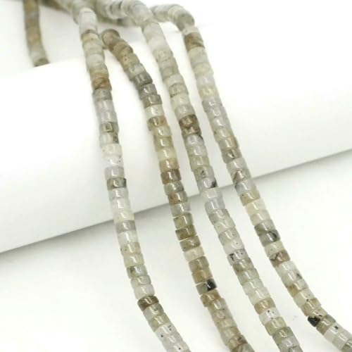 2 x 4,0 mm flache, runde Naturstein-Abstandsperlen, Amethyst, Lapislazuli, lose Edelstein-Rondelle-Perle für die Schmuckherstellung, DIY-Armband, Halskette, Labradorit, 20 Stränge von SEDRGH
