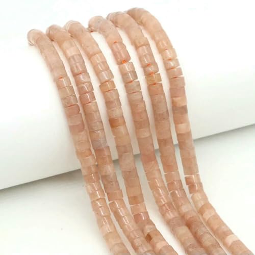 2 x 4,0 mm flache, runde Naturstein-Abstandsperlen, Amethyst, Lapislazuli, lose Edelstein-Rondelle-Perle für die Schmuckherstellung, DIY-Armband, Halskette, Mondstein, 1 Strang von SEDRGH