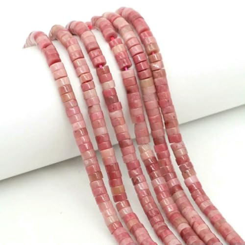 2 x 4,0 mm flache, runde Naturstein-Abstandsperlen, Amethyst, Lapislazuli, lose Edelstein-Rondelle-Perle für die Schmuckherstellung, DIY-Armband, Halskette, Rosa Rhodonit, 1 Strang von SEDRGH