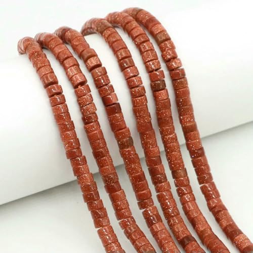 2 x 4,0 mm flache, runde Naturstein-Abstandsperlen, Amethyst, Lapislazuli, lose Edelstein-Rondelle-Perle für die Schmuckherstellung, DIY-Armband, Halskette, Roter Sand, 5 Stränge von SEDRGH