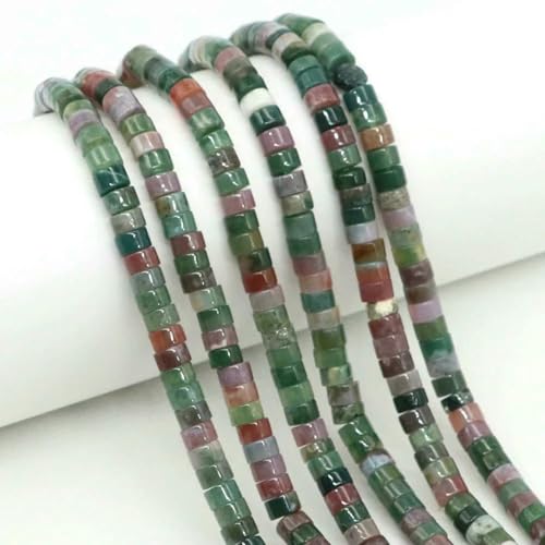 2 x 4,0 mm flache, runde Naturstein-Abstandsperlen, Amethyst, Lapislazuli, lose Edelstein-Rondelle-Perle für die Schmuckherstellung, DIY-Armband, Halskette, indischer Achat, 5 Stränge von SEDRGH
