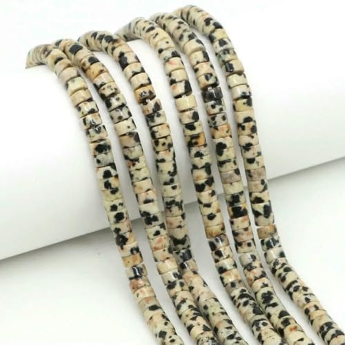 2 x 4,0 mm flache, runde Naturstein-Abstandsperlen, Amethyst, Lapislazuli, lose Edelstein-Rondelle-Perle für die Schmuckherstellung, DIY-Armband, Halskette – Dalmatiner-Jaspis – 1 Strang von SEDRGH
