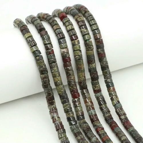 2 x 4,0 mm flache, runde Naturstein-Abstandsperlen, Amethyst, Lapislazuli, lose Edelstein-Rondelle-Perle für die Schmuckherstellung, DIY-Armband, Halskette – Drachenblut-Jaspis – 20 Stränge von SEDRGH