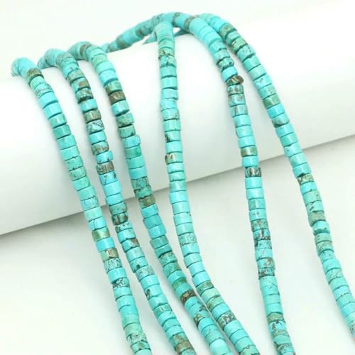 2 x 4,0 mm flache, runde Naturstein-Abstandsperlen, Amethyst, Lapislazuli, lose Edelstein-Rondelle-Perle für die Schmuckherstellung, DIY-Armband, Halskette – Grün-Türkis – 1 Strang von SEDRGH