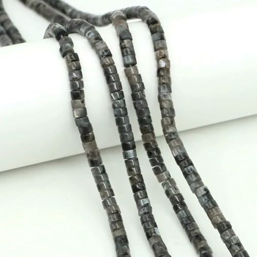 2 x 4,0 mm flache, runde Naturstein-Abstandsperlen, Amethyst, Lapislazuli, lose Edelstein-Rondelle-Perle für die Schmuckherstellung, DIY-Armband, Halskette – Schwarzer Labradorit – 1 Strang von SEDRGH