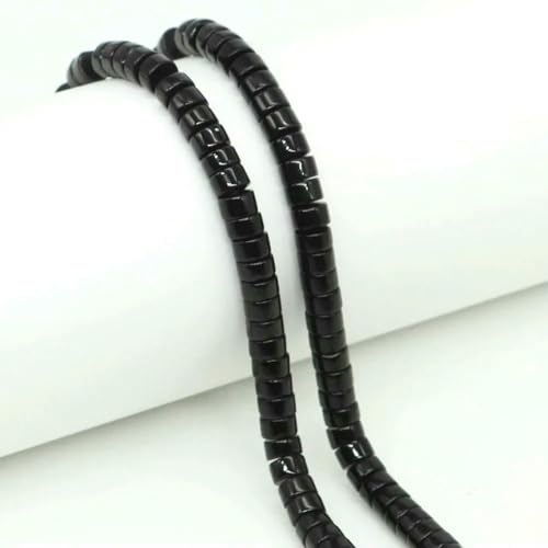 2 x 4,0 mm flache, runde Naturstein-Abstandsperlen, Amethyst, Lapislazuli, lose Edelstein-Rondelle-Perle für die Schmuckherstellung, DIY-Armband, Halskette – Schwarzer Obsidian – 10 Stränge von SEDRGH