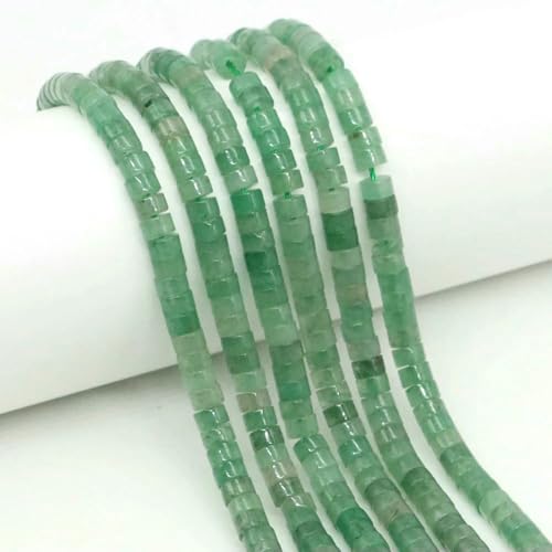 2 x 4,0 mm flache, runde Naturstein-Abstandsperlen, Amethyst, Lapislazuli, lose Edelstein-Rondelle-Perle für die Schmuckherstellung, DIY-Armband, Halskette – grüner Aventurin – 10 Stränge von SEDRGH