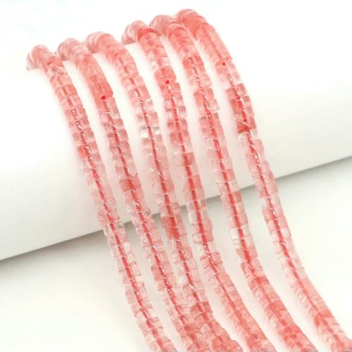 2 x 4,0 mm flache, runde Naturstein-Abstandsperlen, Amethyst, Lapislazuli, lose Edelstein-Rondelle-Perle zur Schmuckherstellung, DIY-Armband, Halskette, Kirschquarz, 10 Stränge von SEDRGH