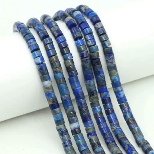 2 x 4,0 mm flache, runde Naturstein-Abstandsperlen, Amethyst, Lapislazuli, lose Edelstein-Rondelle-Perle zur Schmuckherstellung, DIY-Armband, Halskette, Lapislazuli, 20 Stränge von SEDRGH
