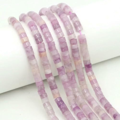 2 x 4,0 mm flache, runde Naturstein-Abstandsperlen, Amethyst, Lapislazuli, lose Edelstein-Rondelle-Perle zur Schmuckherstellung, DIY-Armband, Halskette, lila Lepidolith, 20 Stränge von SEDRGH