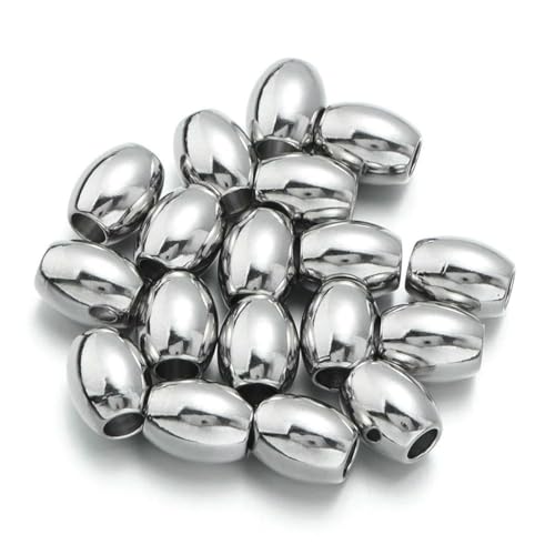 20/50 Stück Edelstahl runde ovale Perlen lose Perlen vergoldete Perlen für Armband Halskette DIY Schmuckherstellung Zubehör-Stahl 50 Stück-8x10mm von SEDRGH