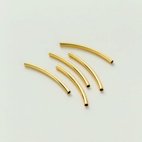 20 Stück 14K/18K vergoldete glatte, lang gebogene Messingrohr-Abstandsperlen-Verbinder für DIY-Armbänder, Schmuckherstellung, Zubehör, 18K Gold, 20 mm von SEDRGH