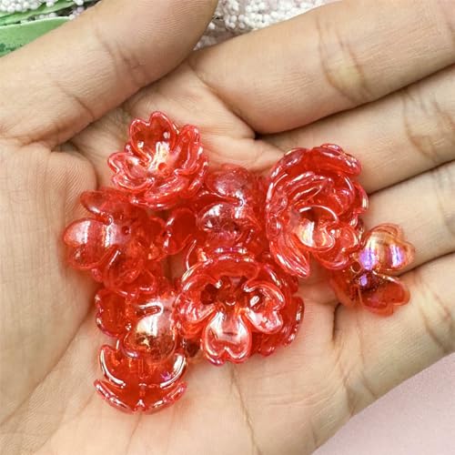 20 Stück 15,5 mm Blumen-Acrylperlenkappen-Anhänger für DIY-Schmuckherstellung, handgefertigt, für Ohrringe, Armbänder, Halsketten, Zubehör, Rot 20 Stück 15,5 mm Blumen-Acrylperlenkappen-Anhänger für DIY-Schmuckherstellung, handgefertigt, für Ohrringe, Armbänder, Halsketten, Zubehör, Rot von SEDRGH