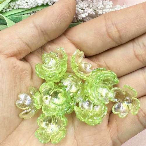 20 Stück 15,5 mm Blumen-Acrylperlenkappen-Anhänger für DIY-Schmuckherstellung, handgefertigt, für Ohrringe, Armbänder, Halsketten, Zubehör, grün von SEDRGH