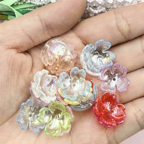 20 Stück 15,5 mm Blumen-Acrylperlenkappen-Anhänger für DIY-Schmuckherstellung, handgefertigt, für Ohrringe, Armbänder, Halsketten, Zubehör, mehrfarbig von SEDRGH