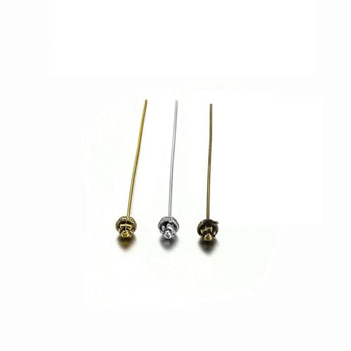 20 Stück 50 mm goldene Blumenkopfstifte für die Schmuckherstellung, DIY-Perlen, Kugelstifte, Nadeln, Befunde, Damenschmuck, Zubehör, Kopfstift, 2 mehrfarbig von SEDRGH