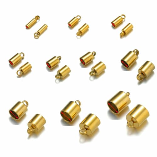 20 Stück Edelstahl-Crimp-Endkappen, Lederkordeln, Endkappen, Perlenkappen, PVD-beschichtete Goldverschlüsse, DIY-Schmuckherstellung, Zubehör, Gold, Loch 8 mm 20 Stück Edelstahl-Crimp-Endkappen, Lederkordeln, Endkappen, Perlenkappen, PVD-beschichtete Goldverschlüsse, DIY-Schmuckherstellung, Zubehör, Gold, Loch 8 mm von SEDRGH