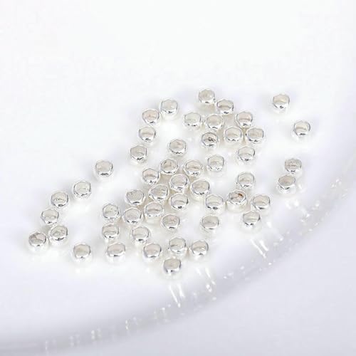 200 Stück/Los 14 Karat/18 Karat vergoldete Quetschperlen, Messingmetall 2 mm/2,5 mm/3,0 mm Stopper-Endperlen für die Schmuckherstellung DIY-Schmuckzubehör-versilbert-2,5 mm-200 Stück von SEDRGH