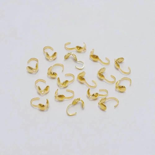 200 Stück 4,0 mm Kalotten-Kräuselperlen, Hohlverschlüsse, Haken, Kordel-Endkappen, Schnur-Kugelkettenverbinder für die Herstellung von DIY-Schmuckstücken, Gold von SEDRGH