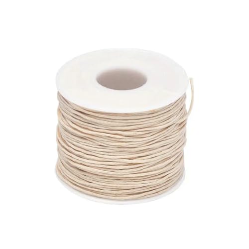 24–70 m 1 mm gewachste Baumwollschnur zum Perlenbasteln, Basteln, für Armbänder, Halsketten, geflochtene Schnüre, Schmuckherstellung, HK042, beige, Wachsschnur, 1 mm x 70 m (Länge) von SEDRGH