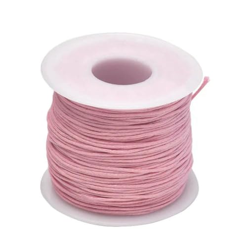 24–70 m 1 mm gewachste Baumwollschnur zum Perlenbasteln, Basteln, für Armbänder, Halsketten, geflochtene Schnüre, Schmuckherstellung, HK042 – Hellrosa Wachsschnur – 1 mm x 70 m (Länge) von SEDRGH