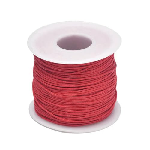 24–70 m 1 mm gewachste Baumwollschnur zum Perlenbasteln, Basteln, für Armbänder, Halsketten, geflochtene Schnüre, Schmuckherstellung, HK042-Rote Wachsschnur, 1 mm x 70 m (Länge) von SEDRGH