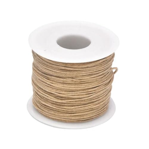 24–70 m 1 mm gewachste Baumwollschnur zum Perlenbasteln, Basteln, für Armbänder, Halsketten, geflochtene Schnüre, Schmuckherstellung, HK042 – hellbraune Wachsschnur – 1 mm x 24,0 m (Länge) von SEDRGH