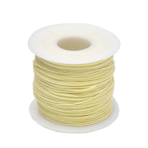 24–70 m 1 mm gewachste Baumwollschnur zum Perlenbasteln, Basteln, für Armbänder, Halsketten, geflochtene Schnüre, Schmuckherstellung, HK042 – hellgelbe Wachsschnur – 1 mm x 24,0 m (Länge) von SEDRGH