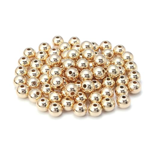 3–14,0 mm runde Abstandsperlen CCB Gold Silber Farbe glatte lose Kugelperlen für Armband DIY Schmuckherstellung Zubehör-KC Gold-7 mm 100 Stück von SEDRGH