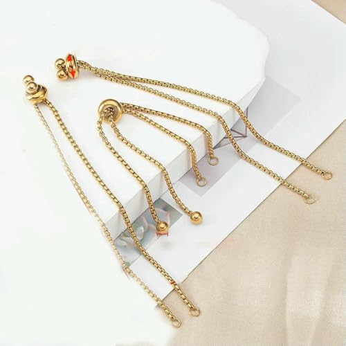 3 Stück/Los Edelstahl-Armbandkette, goldfarben, verstellbarer Schieber-Kettenverbinder für Frauen, DIY-Schmuckherstellung, goldfarben 3 Stück/Los Edelstahl-Armbandkette, goldfarben, verstellbarer Schieber-Kettenverbinder für Frauen, DIY-Schmuckherstellung, goldfarben von SEDRGH